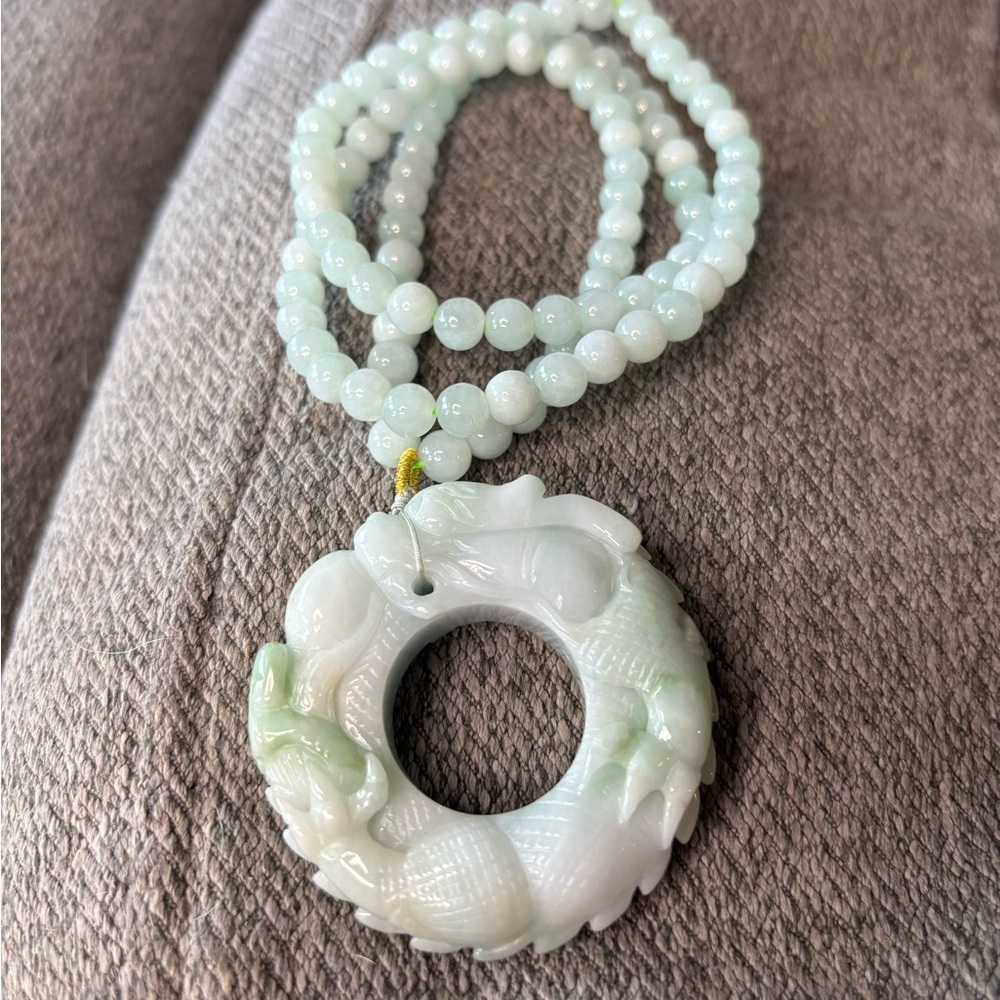 Grade A Jade Dragon Pendant Necklace